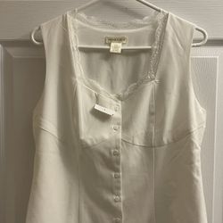 Brand New Ladies White Sleeveless Button Up Vest Size Large
