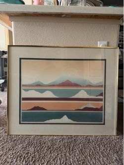 John Martineau "Silver Lake" Intaglio Art Print,& framed