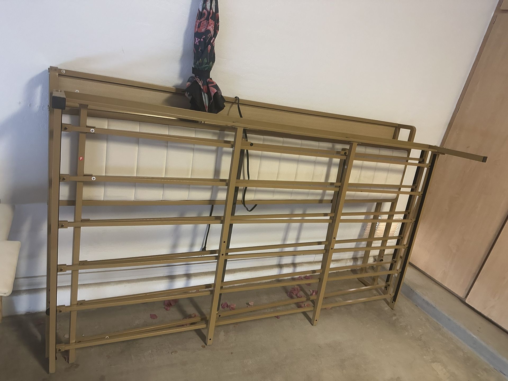 White & Gold King Size Bed Frame With Drawers