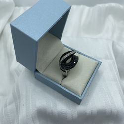 Sterling Silver Fancy Black Spinel Ring