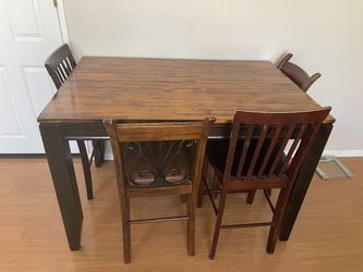 Solid Wood Dining Table Set with 4 Chairs - Good Condition