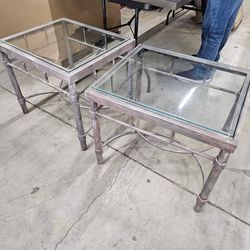 2 metal end tables with glass tops.
26x22x21.5"

$100 Pair FIRM
