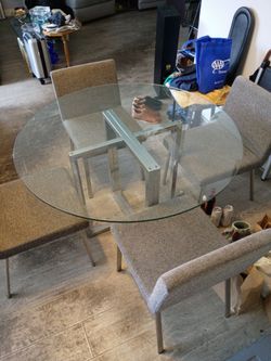 Round Glass Dining Table with 4 Chairs