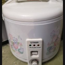 used tiger 10 cup rice cooker and warmer floral white
