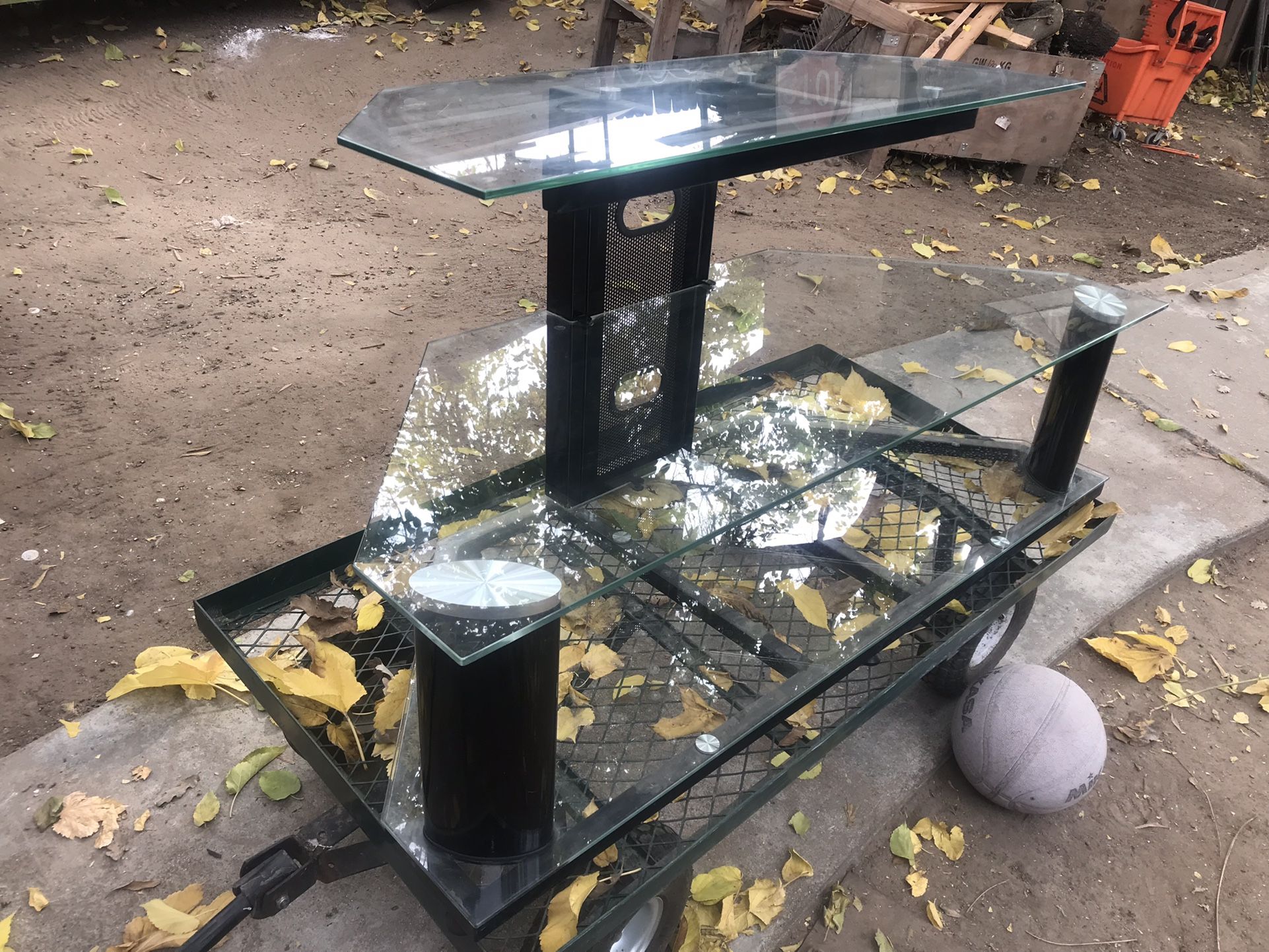 TV stand thick glass $35