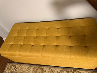 Yellow Tufted Upholstered Ottoman Bench