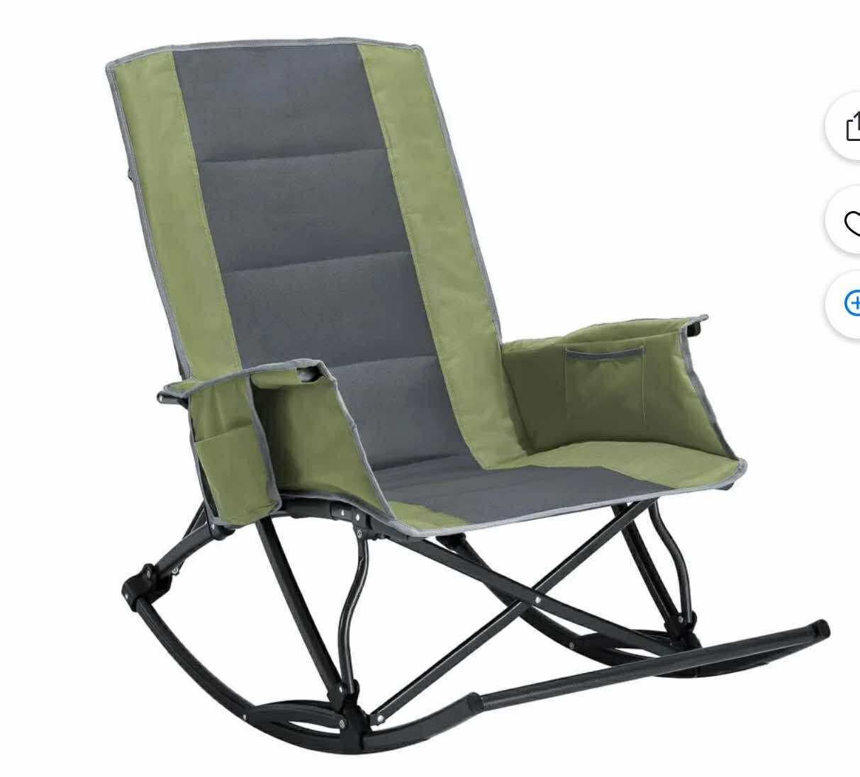 Camping Chair for Adults, Folding Outdoor Rocking with Foot Rest, 330 lbs Capacity,