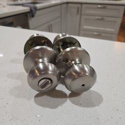 Locking Doorknobs (Set of 2) in Brushed Nickel