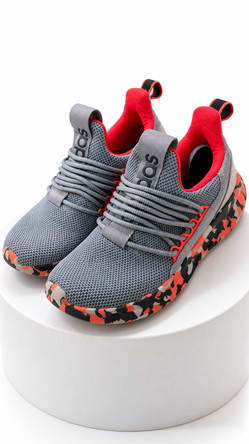 ADIDAS Sneakers:  Gray & Red with Camo Sole