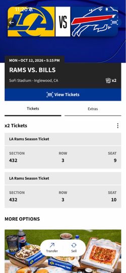 Rams vs Bills Tickets!