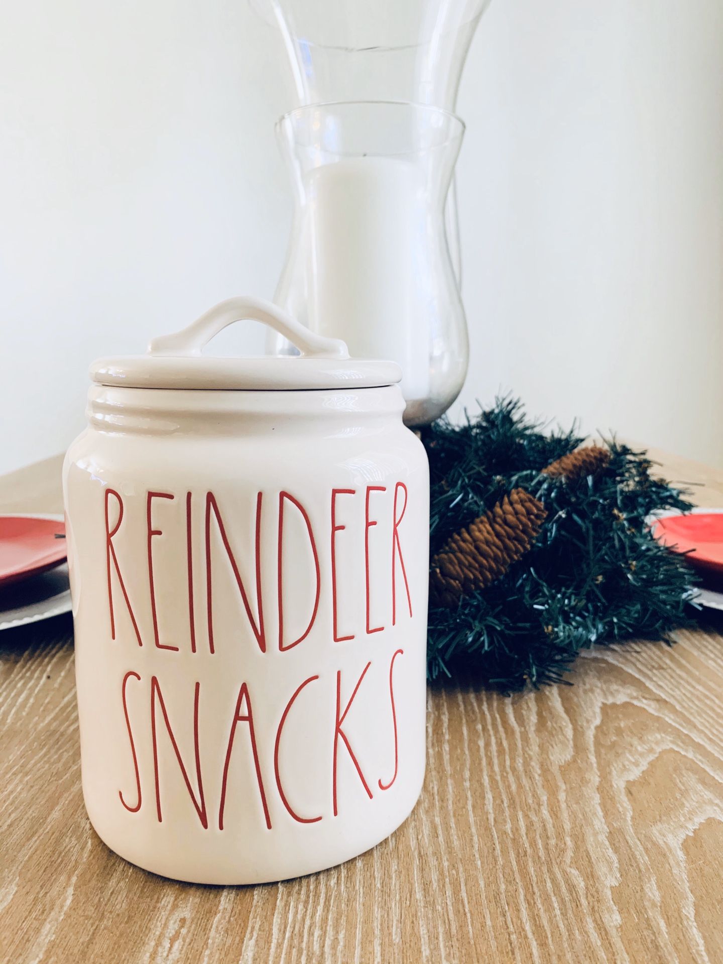 Rae Dunn Reindeer Snacks Canister