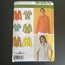 Simplicity Sewing Pattern 4231 Size 18-26 2006 Jacket Tie Belt