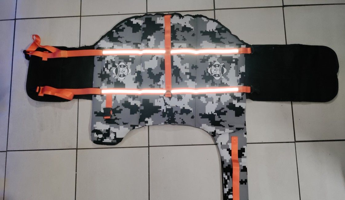 Paws Aboard C1400 (Ex Large) - Orange Camo Neoprene Dog Life Jacket