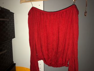 Off the shoulder red blouse