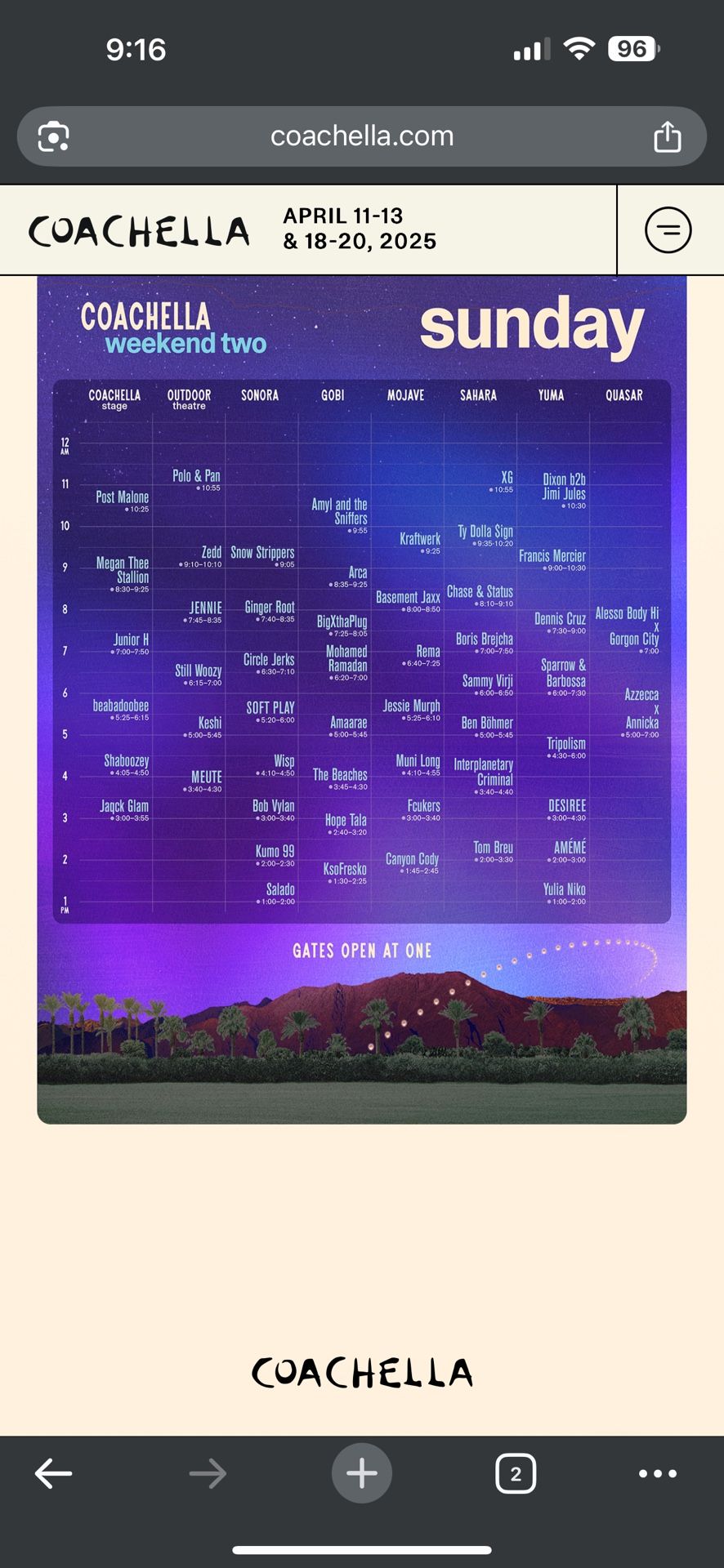 2 Coachella Sunday Tickets