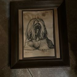 Dog drawing with frame