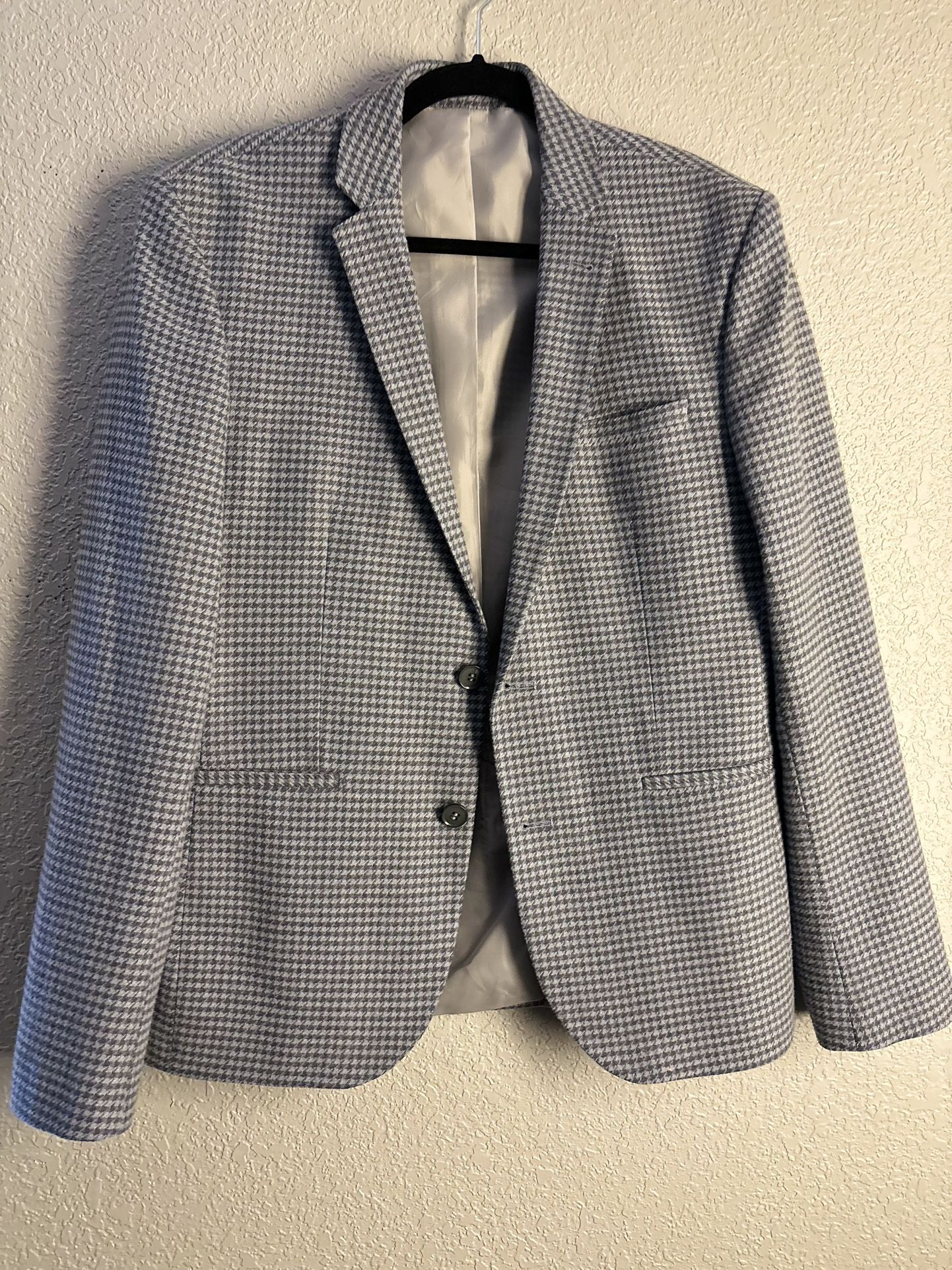 Mens Blue Plaid Suit Set