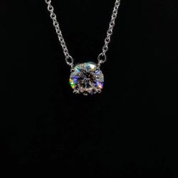 2 Carat Solitaire Moissanite Necklace / .925