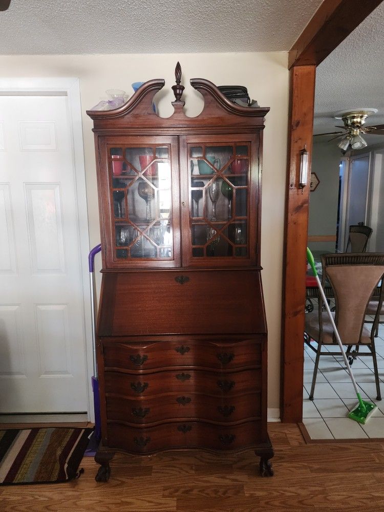 Vintage Mid-century Modern Style Secretary Desk With Hutch