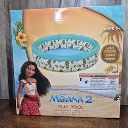 Disney Moana 2 Play Pool Kids 48in Teal New 3-Ring Inflatable Bestway Summer