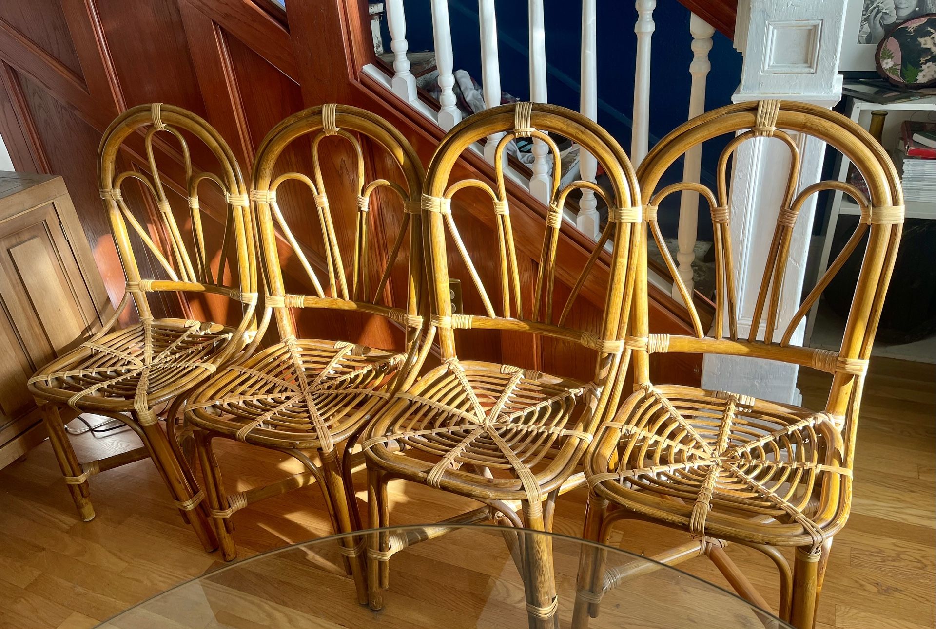 Vintage Boho Style Bent Wood Bamboo Chairs
