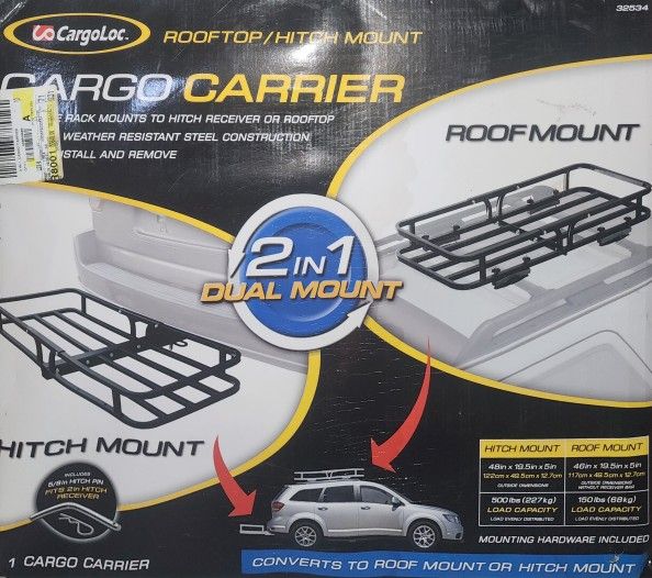 Cargo Carrier 2-n1 Hitch/Roof Mount