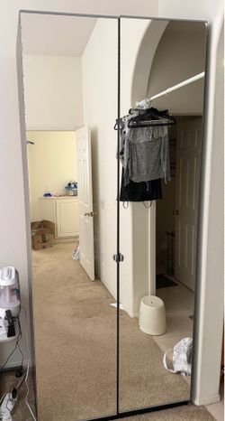 Tall wardrobe w/ mirror and accessories rack
