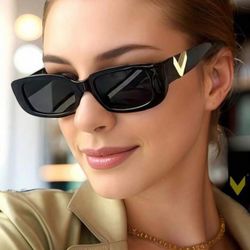 Black sunglasses with V logo