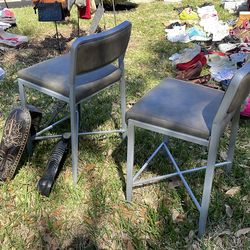 2 tall grey bar chairs