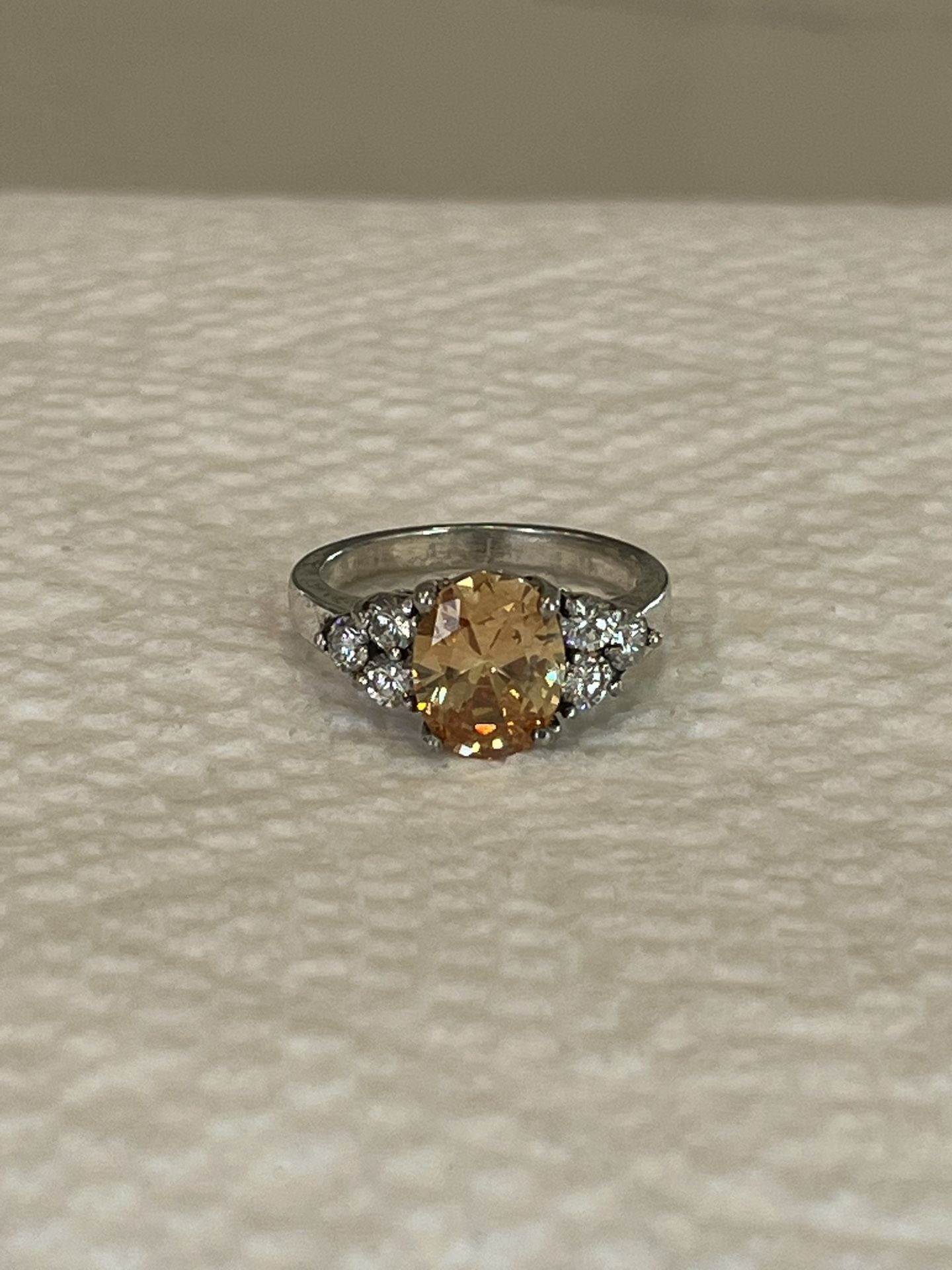 925 Sterling Silver Citrine Gemstone Ring (Pre-Owned)