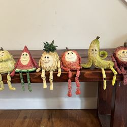 Anthropomorphic Shelf Sitters Fruit Figure Figurine Lot Set Apple Banana