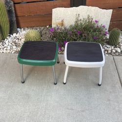 Two mid-century stepstools in excellent shape just reconditioned dimensions are 12 wide by 11 deep by 10 1/2 tall the two of them asking 50$ each 