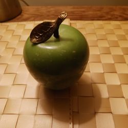 Green Apple Paper Weight Brass Stem