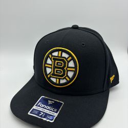 NHL Fanatics Black Boston Bruins Core Primary Logo Fitted Hat 7 3/8