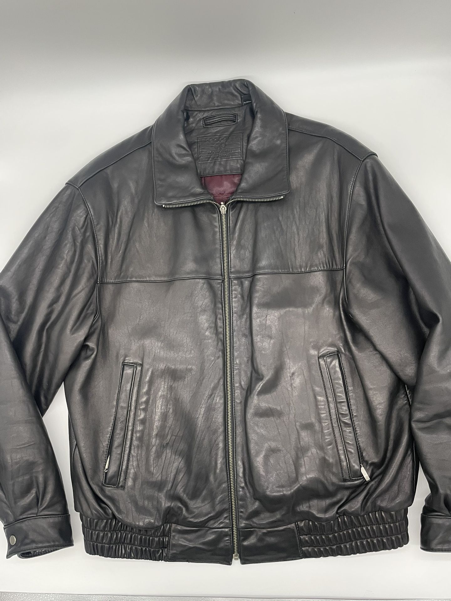 Vintage Roundtree and Yorke Lambskin Leather Bomber Jacket, Adult Large