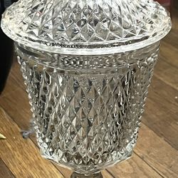 Indiana Glass Clear Tiara Diamond Point Clear Apothecary Vase 16"H x 6"W VTG 60s