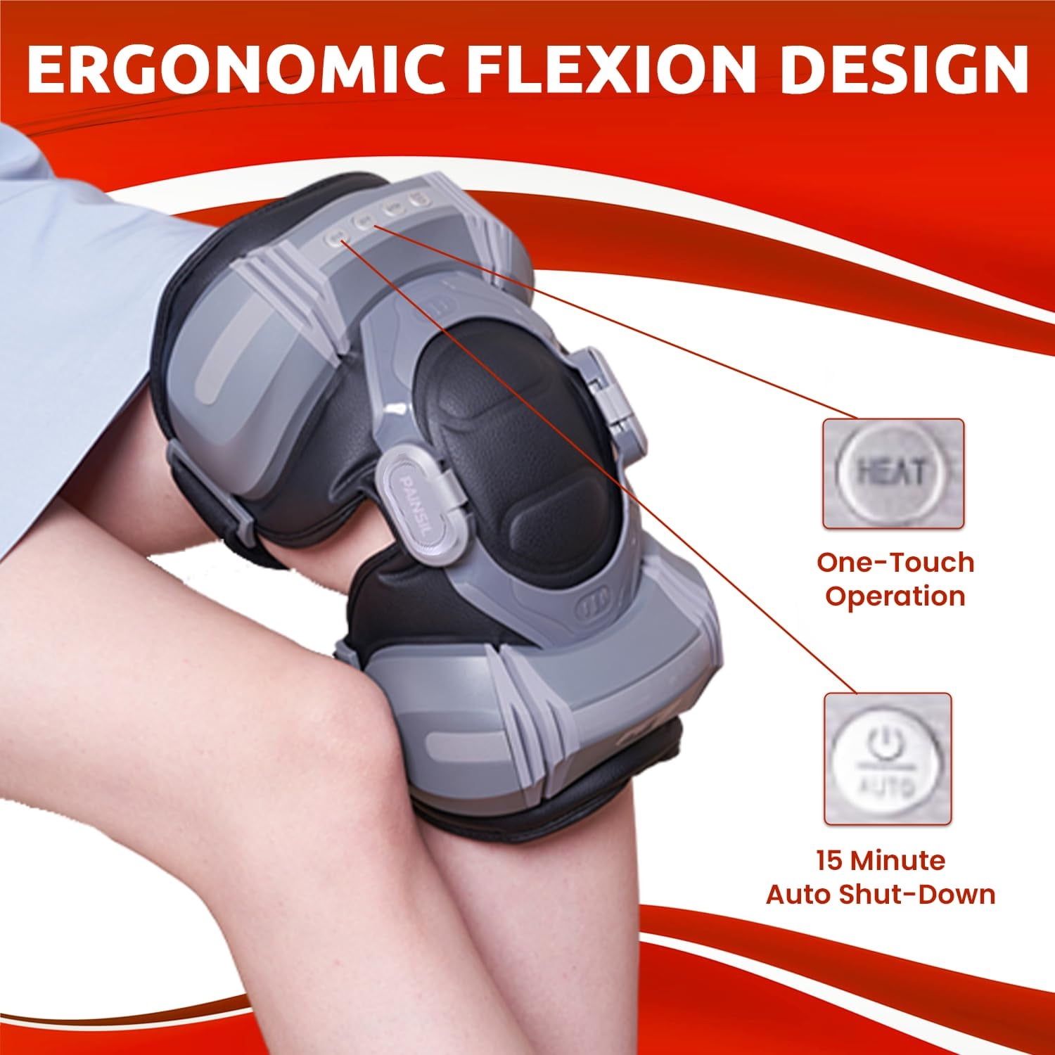  Knee Massager, 3-in-1 Knee Brace W/Heated Wrap & Squeeze Function