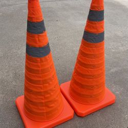 Safety Cone - 28" Orange Collapsible Pop Up Cone Reflective Collar
