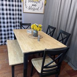 Kitchen Table With 4 Chairs and Bench 