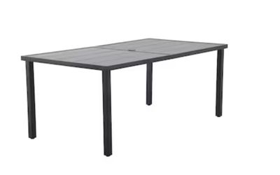 Style Selections Pelham Bay Rectangle Outdoor Dining Table 39.37-in W x 72.05-in L with Umbrella Hole