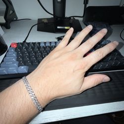 14kt Cuban Bracelet w Diamonds .91 Ct