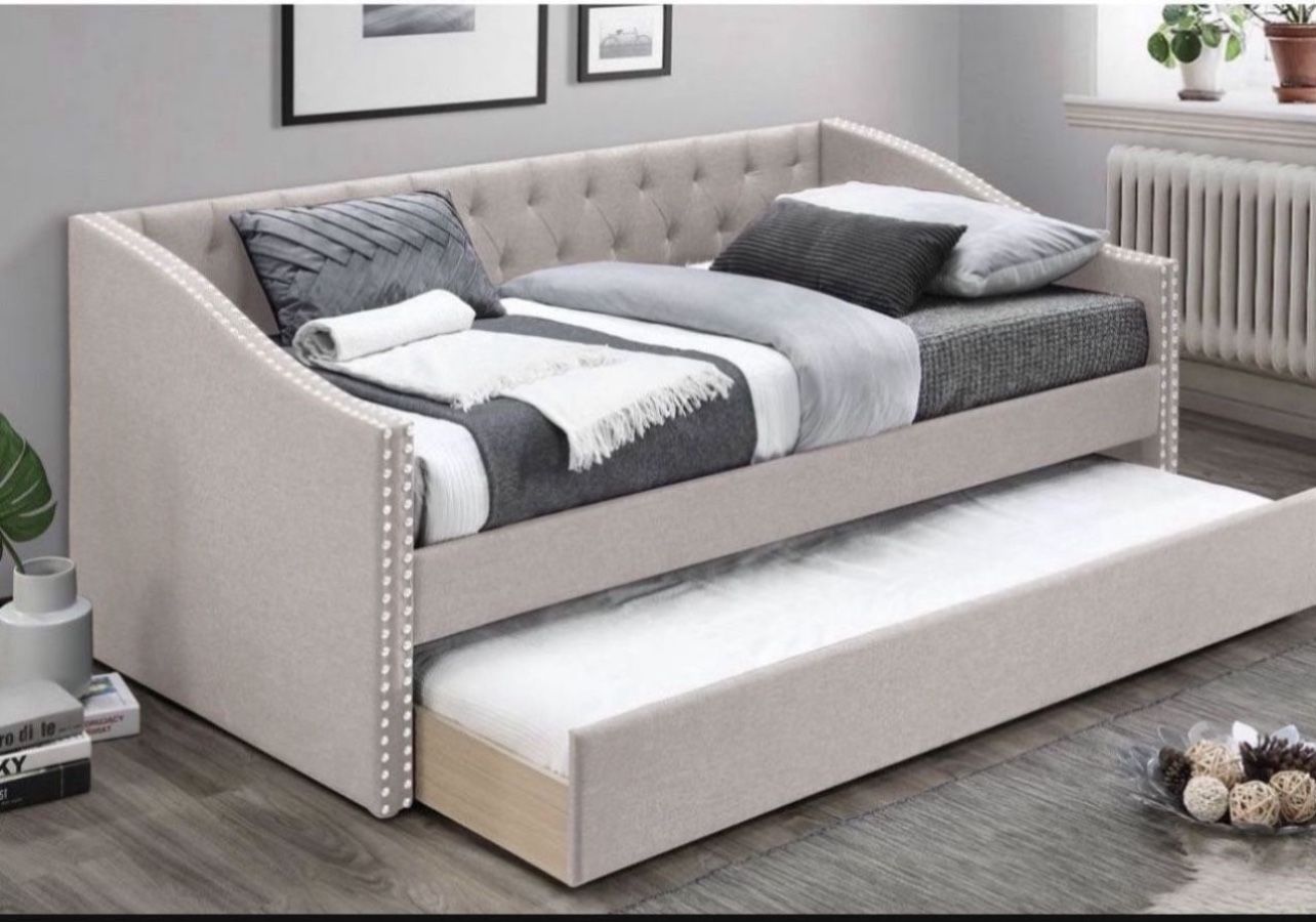 Brand New In Box Day Bed W/ Slats + Trundle And 2 Mattresses. Pick Up