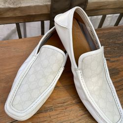 Gucci White Monogram Loafers Men Size 11.5