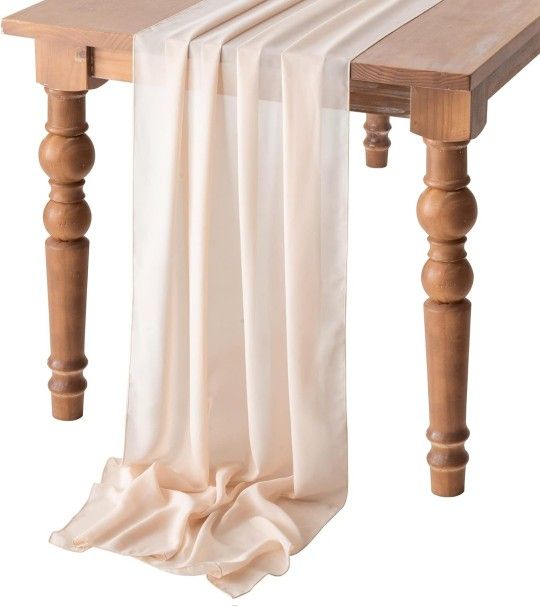 3 10ft Beige Chiffon Table Runner Wedding Table Runner,