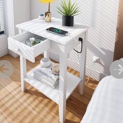 Nightstand with Charging Station White Or  Black Many Available 