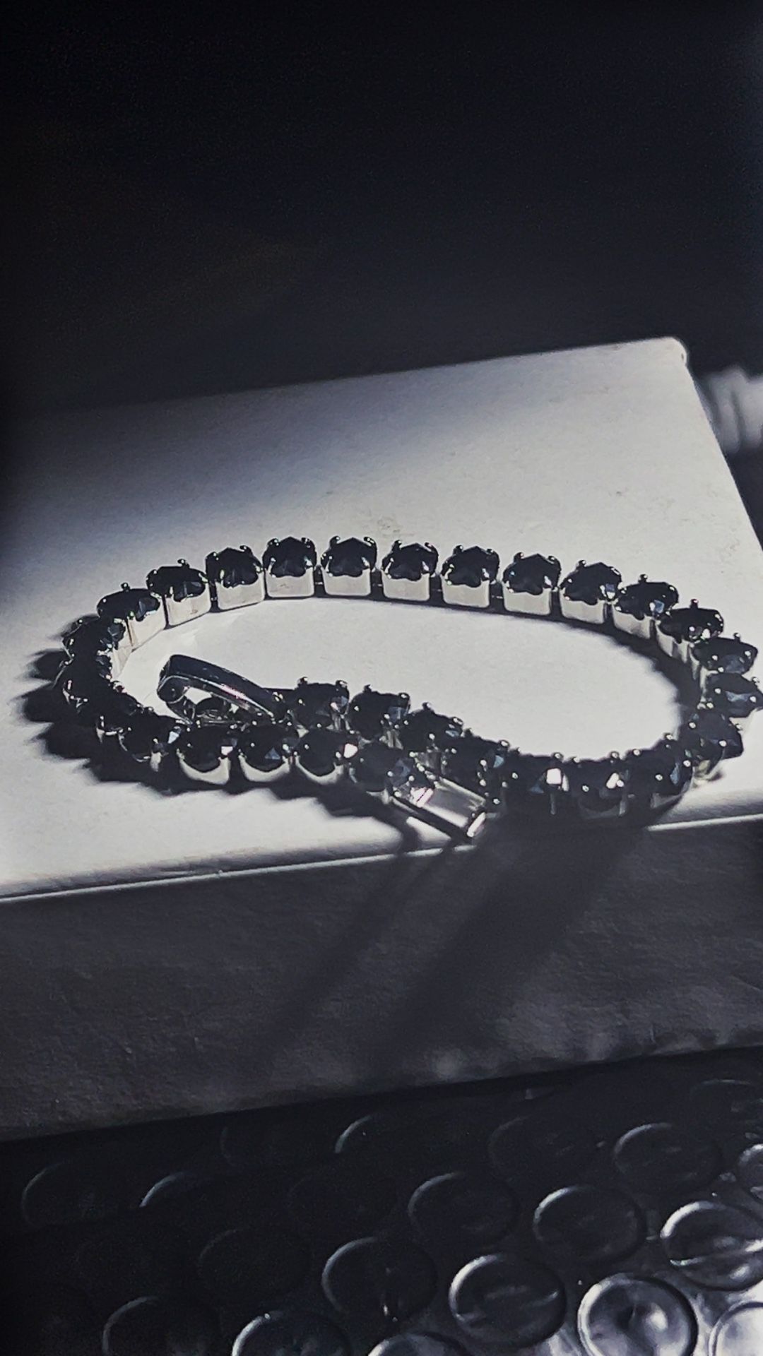 Black Cubic Zirconia Heart Cut Bracelet 7 Inch 