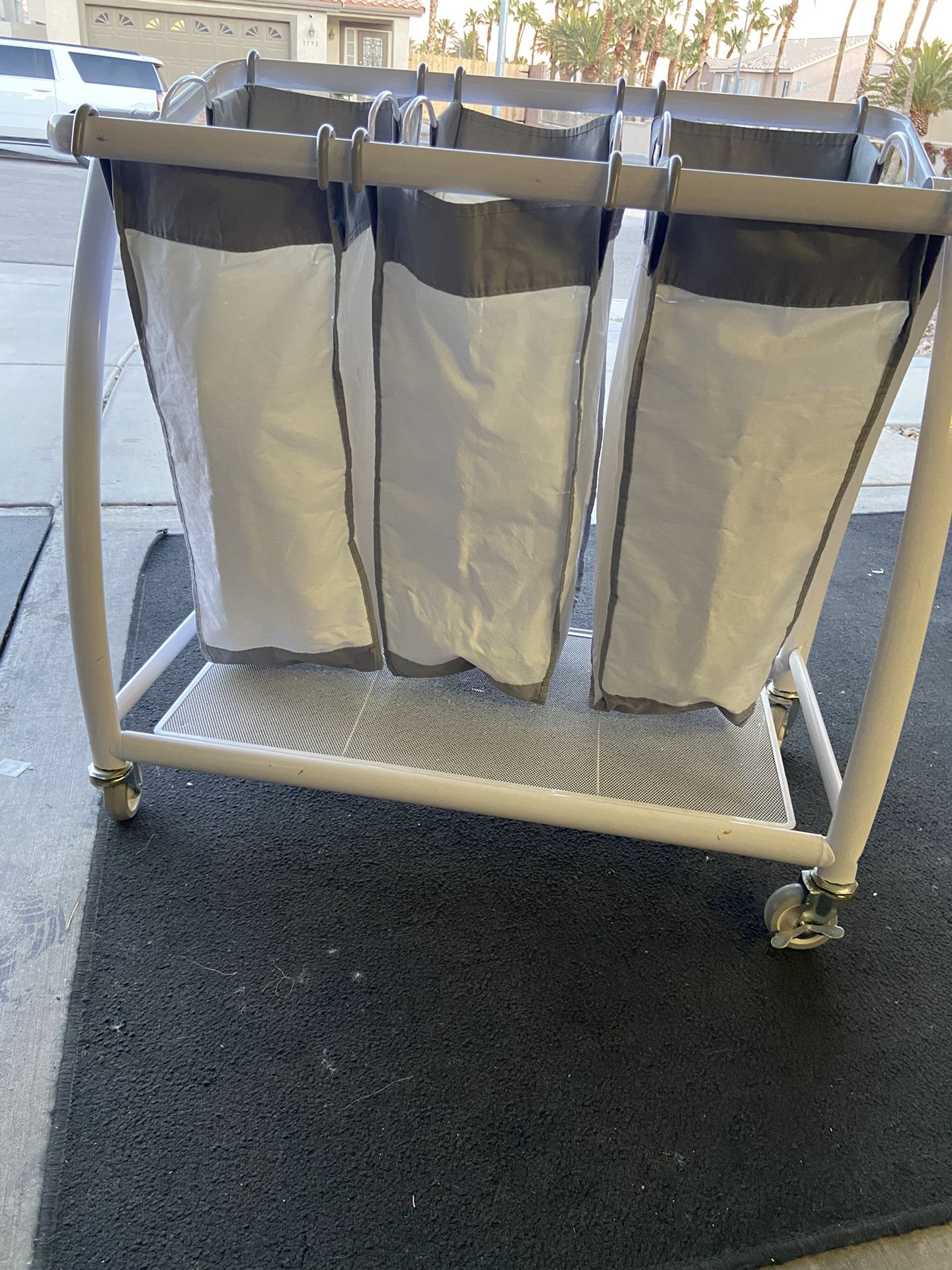 SEVILLE CLASSICS Laundry Hamper Sorter Cart Mobile 3 Bag