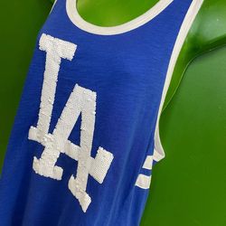 LA DODGERS VICTORIA SECRET PINK BRAN TANK TOP ladies WITH WITH WHITE SEQUENCE SIZE XL