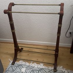 Wood & Brass Blanket Rack