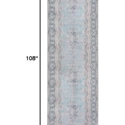 Green Runner Rug 2.5’ X 9’ft, Washable 